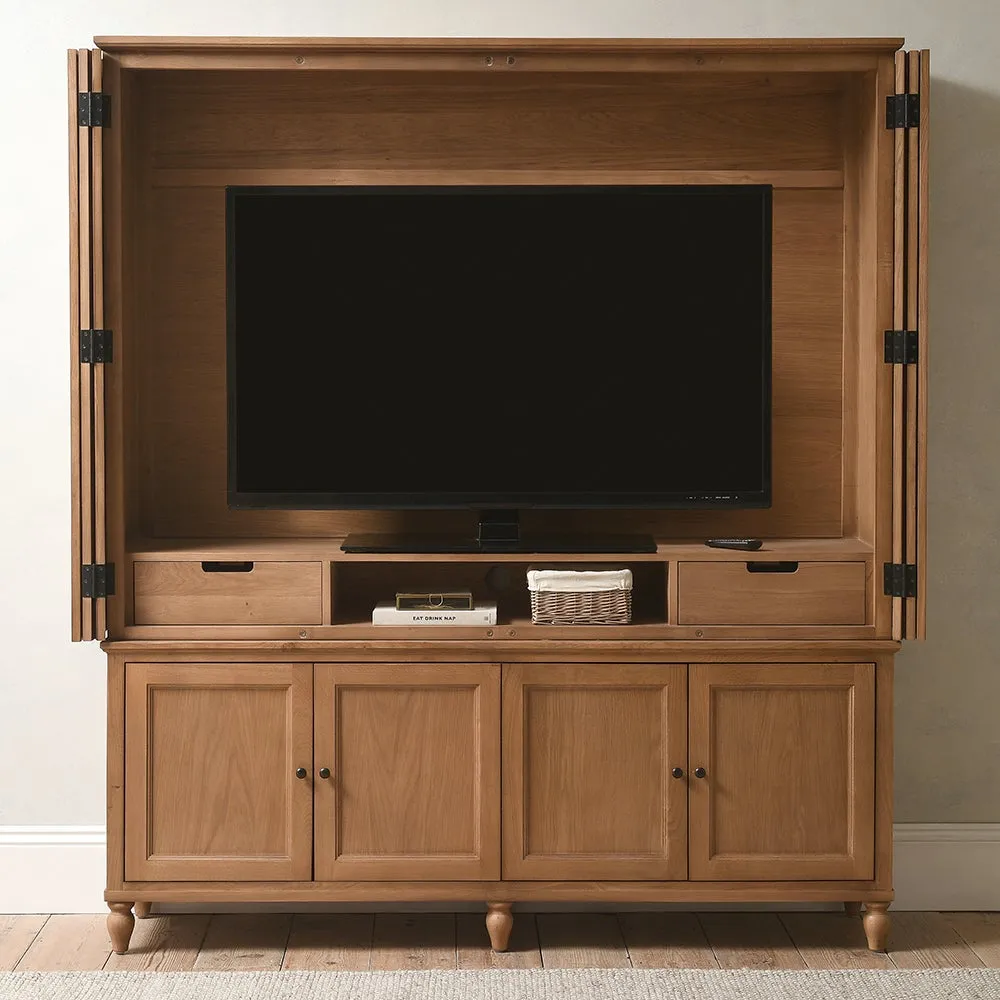 Hidden TV Unit with Storage - Oak