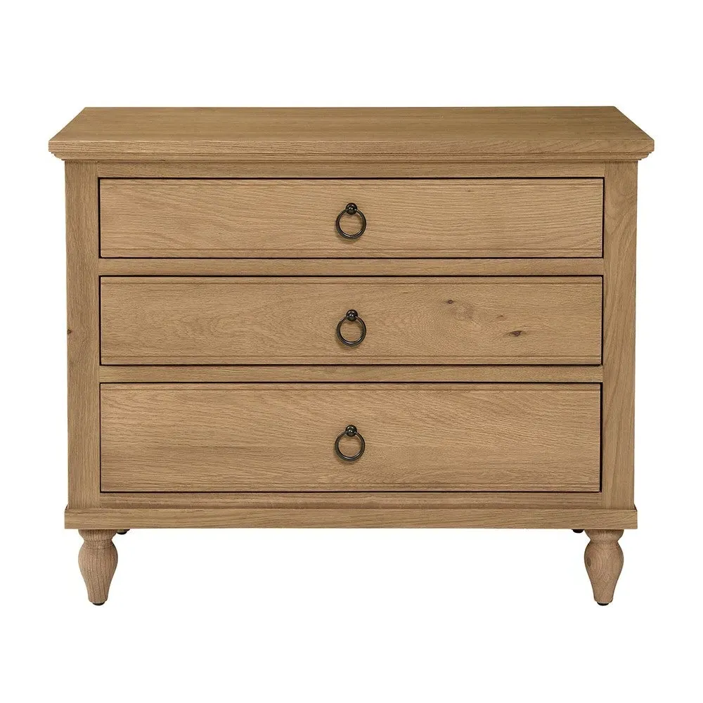 Large 3 Drawer Bedside Table - Brown, Oak