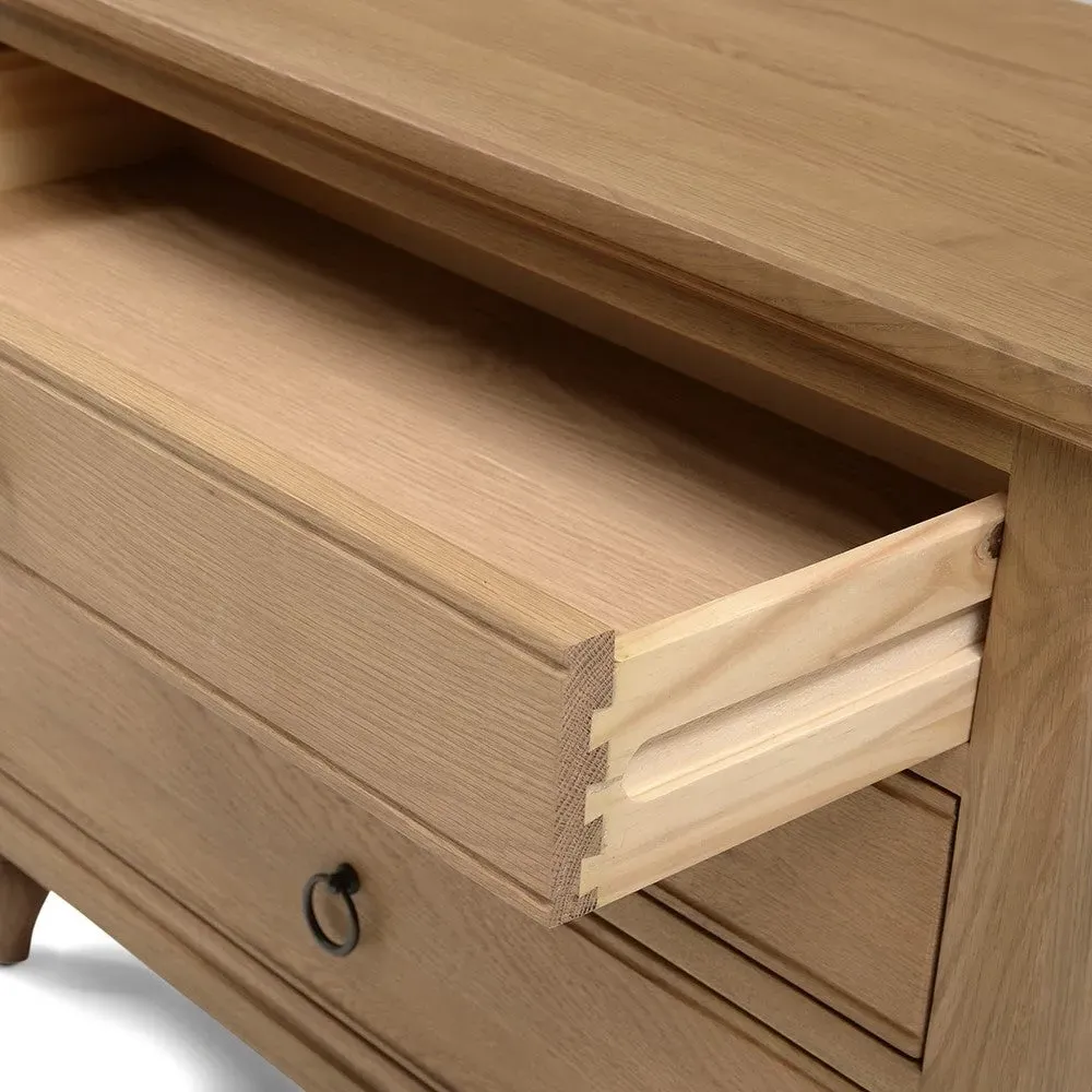 Large 3 Drawer Bedside Table - Brown, Oak