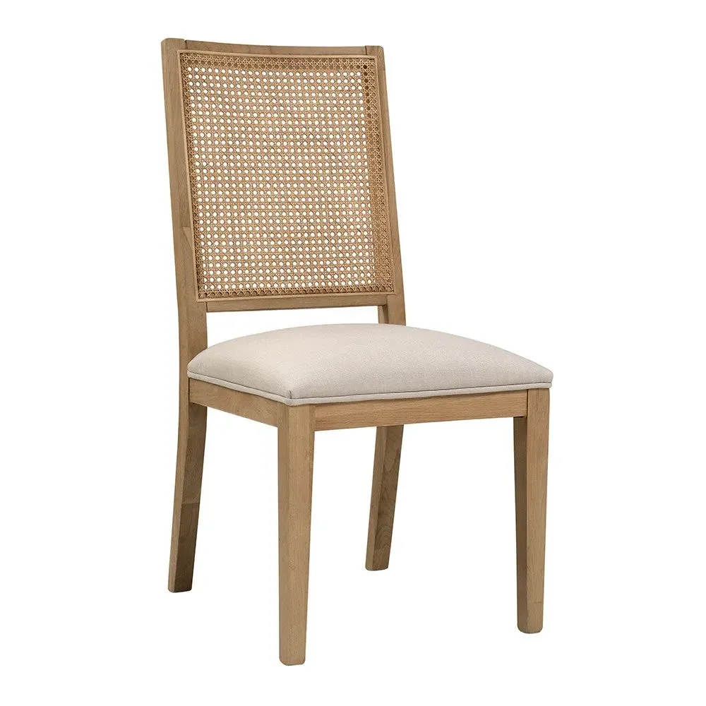 Rattan Back Chair - Stone, Oak
