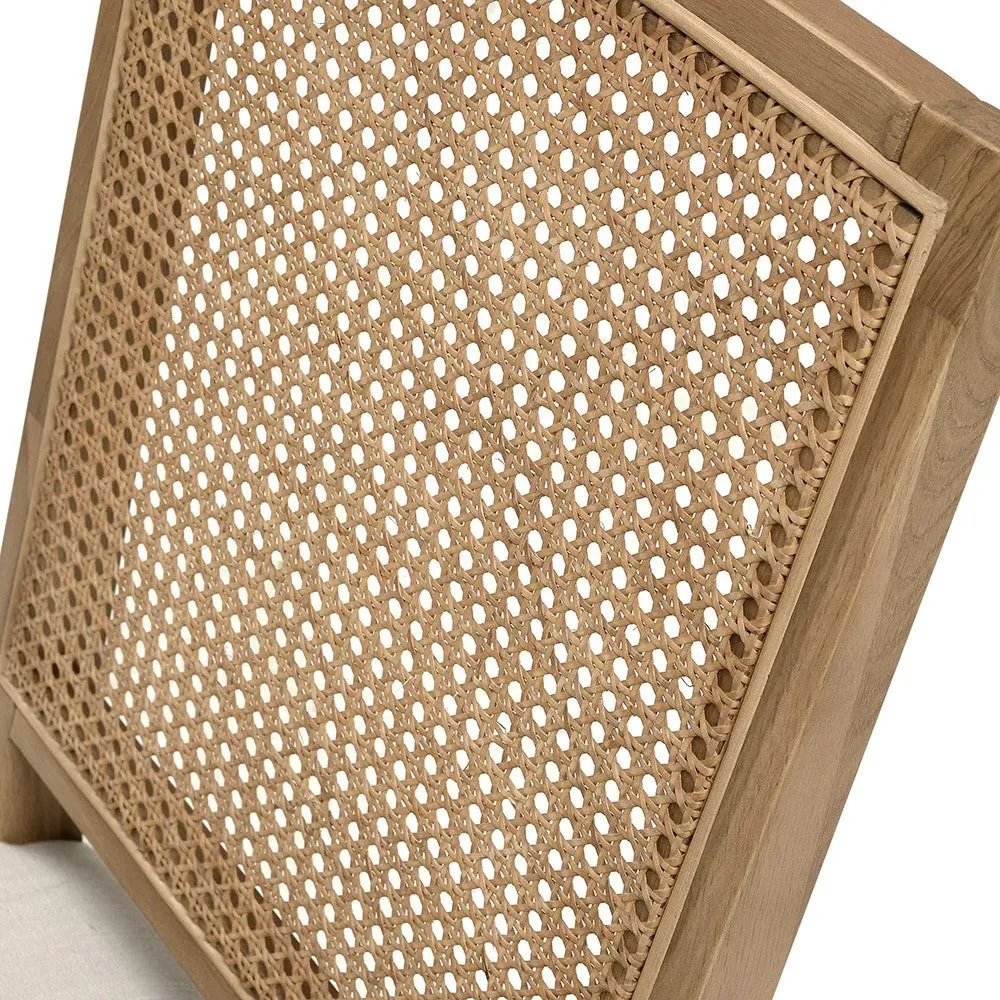 Rattan Back Chair - Stone, Oak