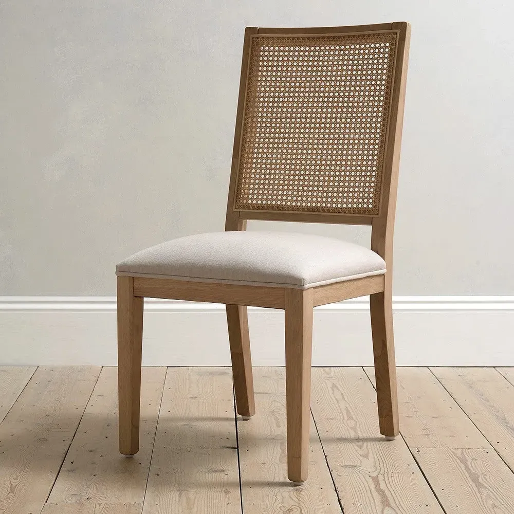 Rattan Back Chair - Stone, Oak