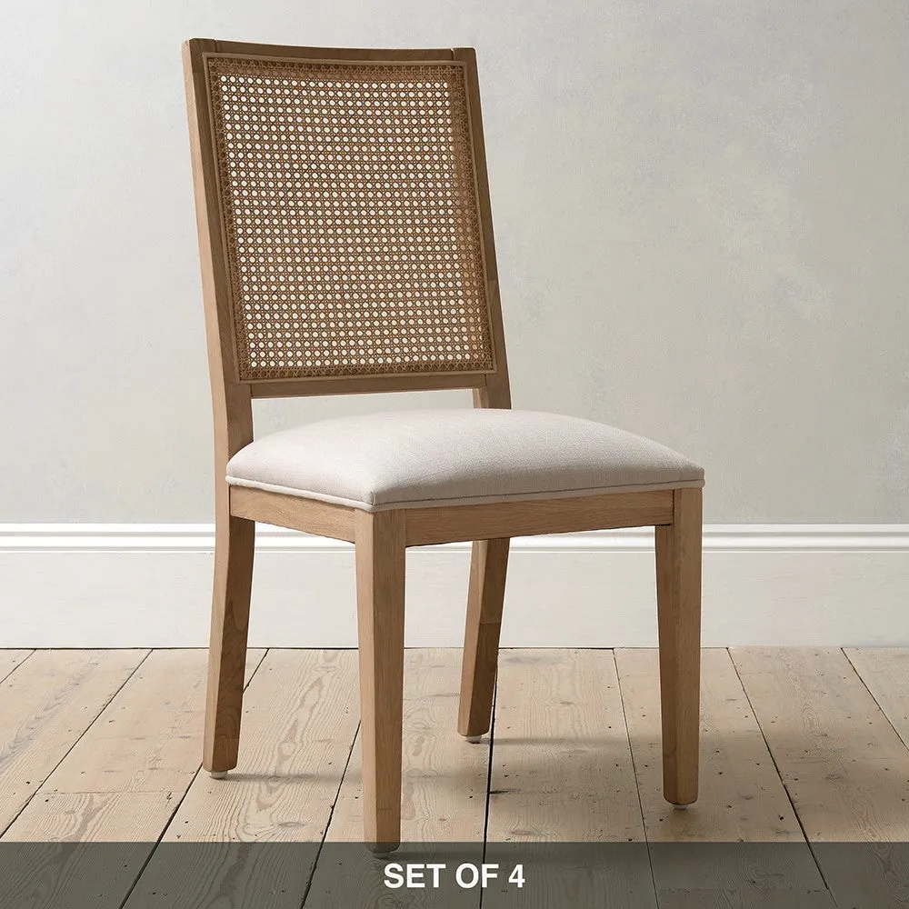 Set of 4 Rattan Back Dining Chairs - Oak