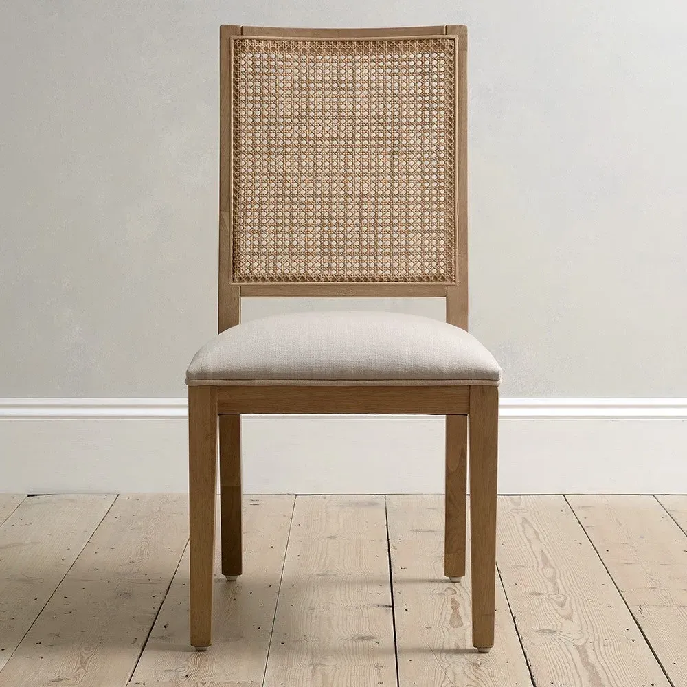 Set of 4 Rattan Back Dining Chairs - Oak