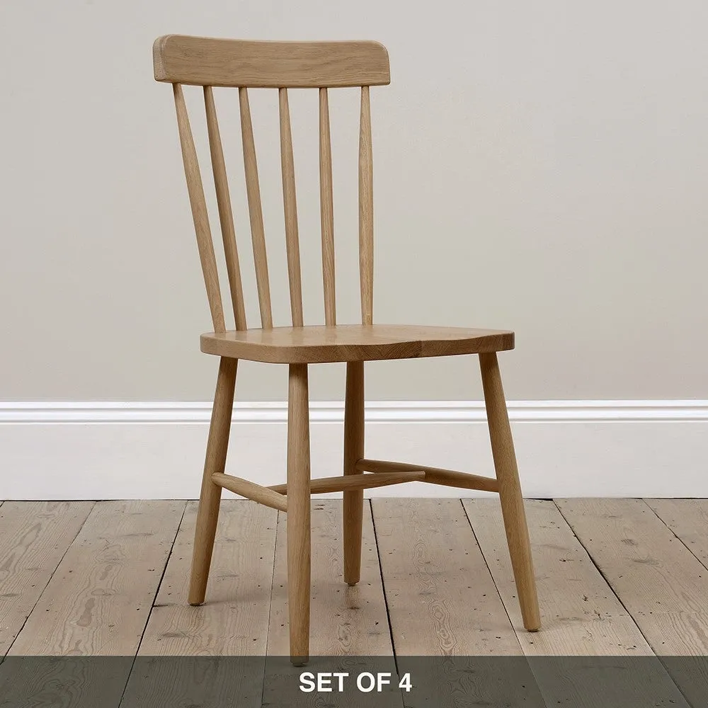 Set of 4 Spindleback Dining Chairs - Oak