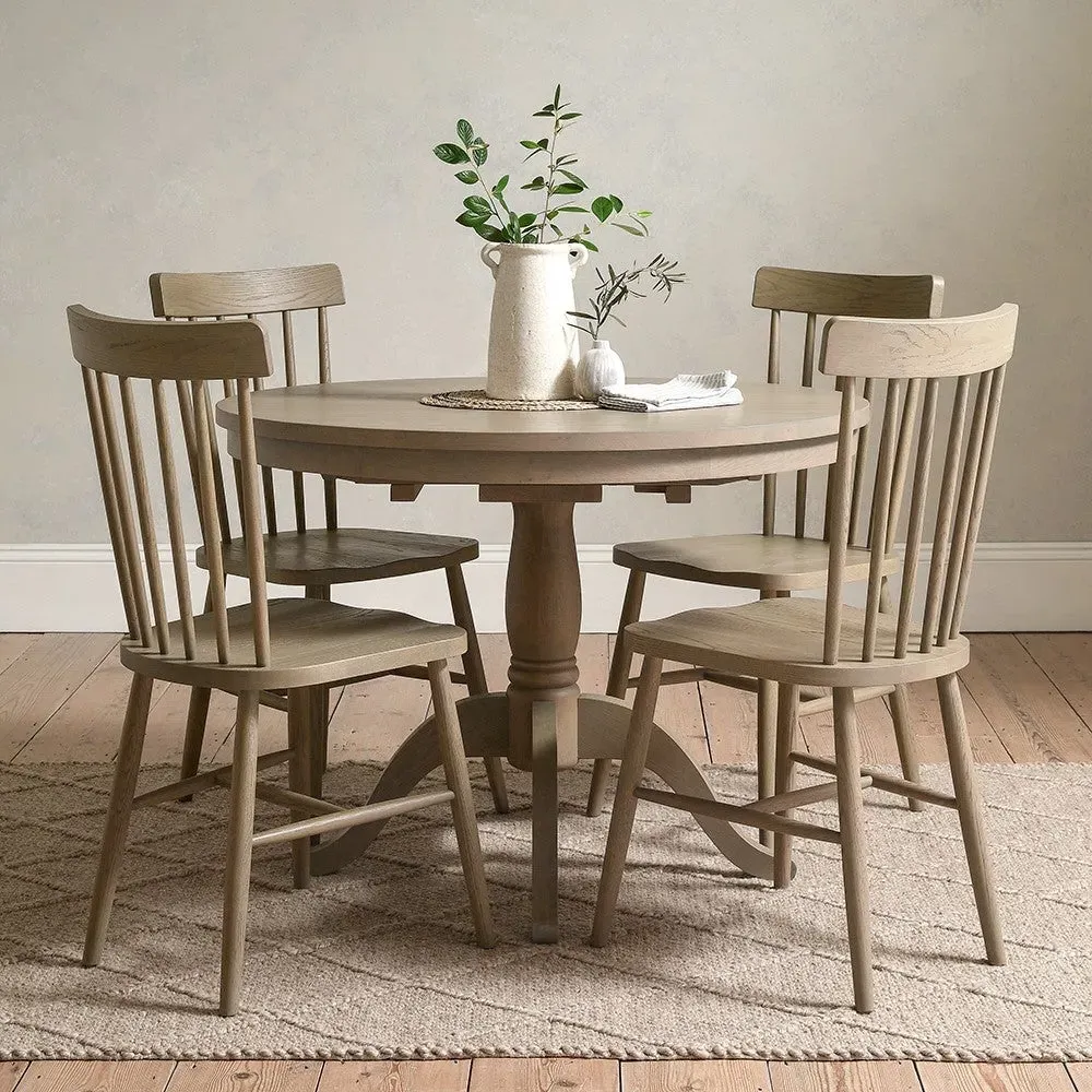 Elkstone Round Extending Dining Table - Smoked Oak