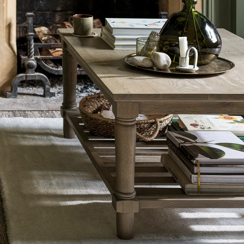 Elkstone Smoked Oak Coffee Table with Storage - Oak