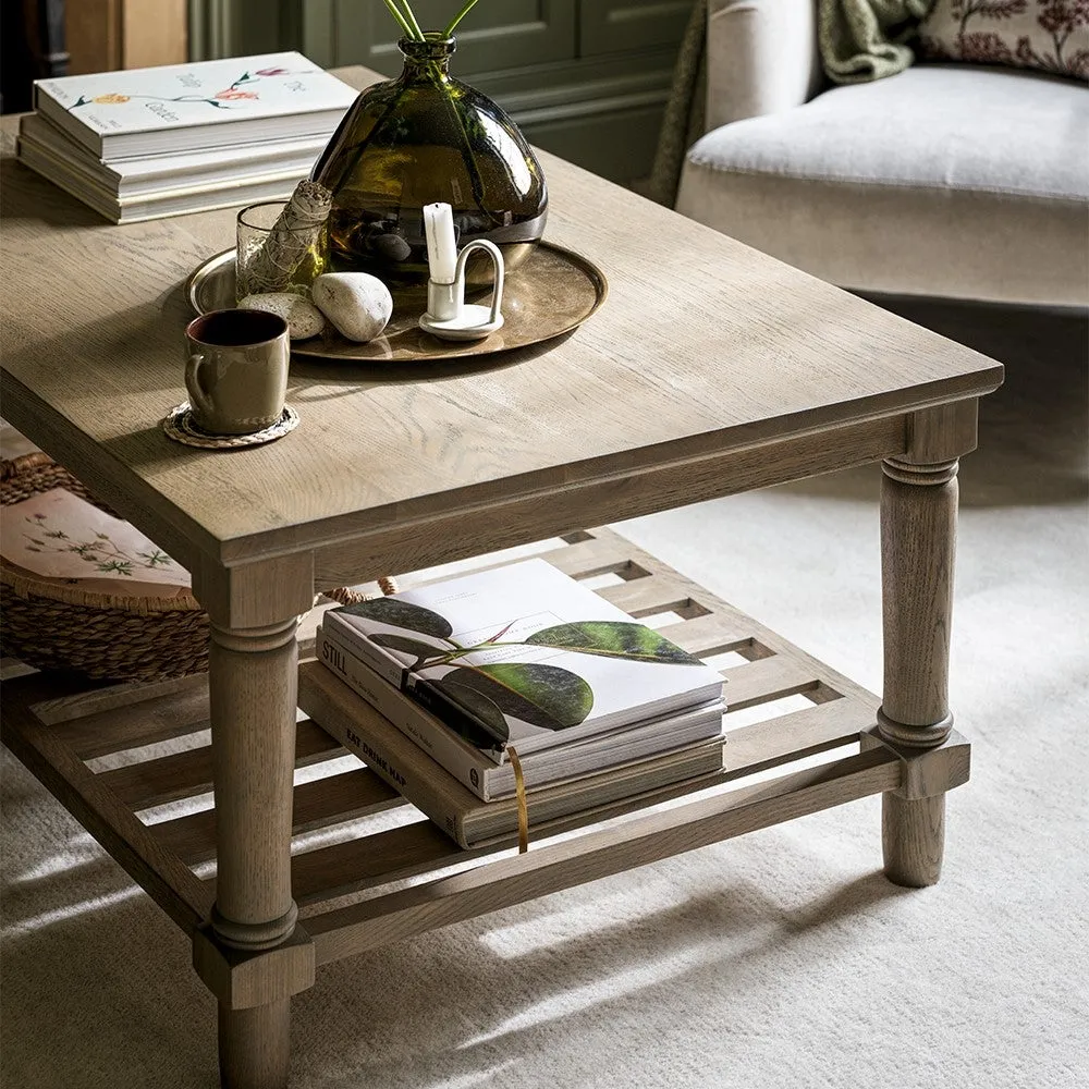 Elkstone Smoked Oak Coffee Table with Storage - Oak image
