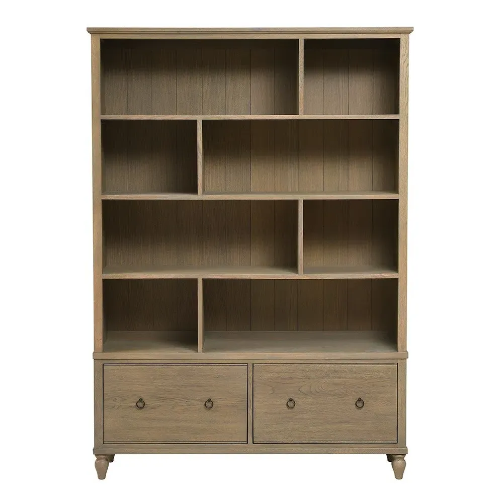 Large Divider Bookcase with Drawers - Smoked Oak image