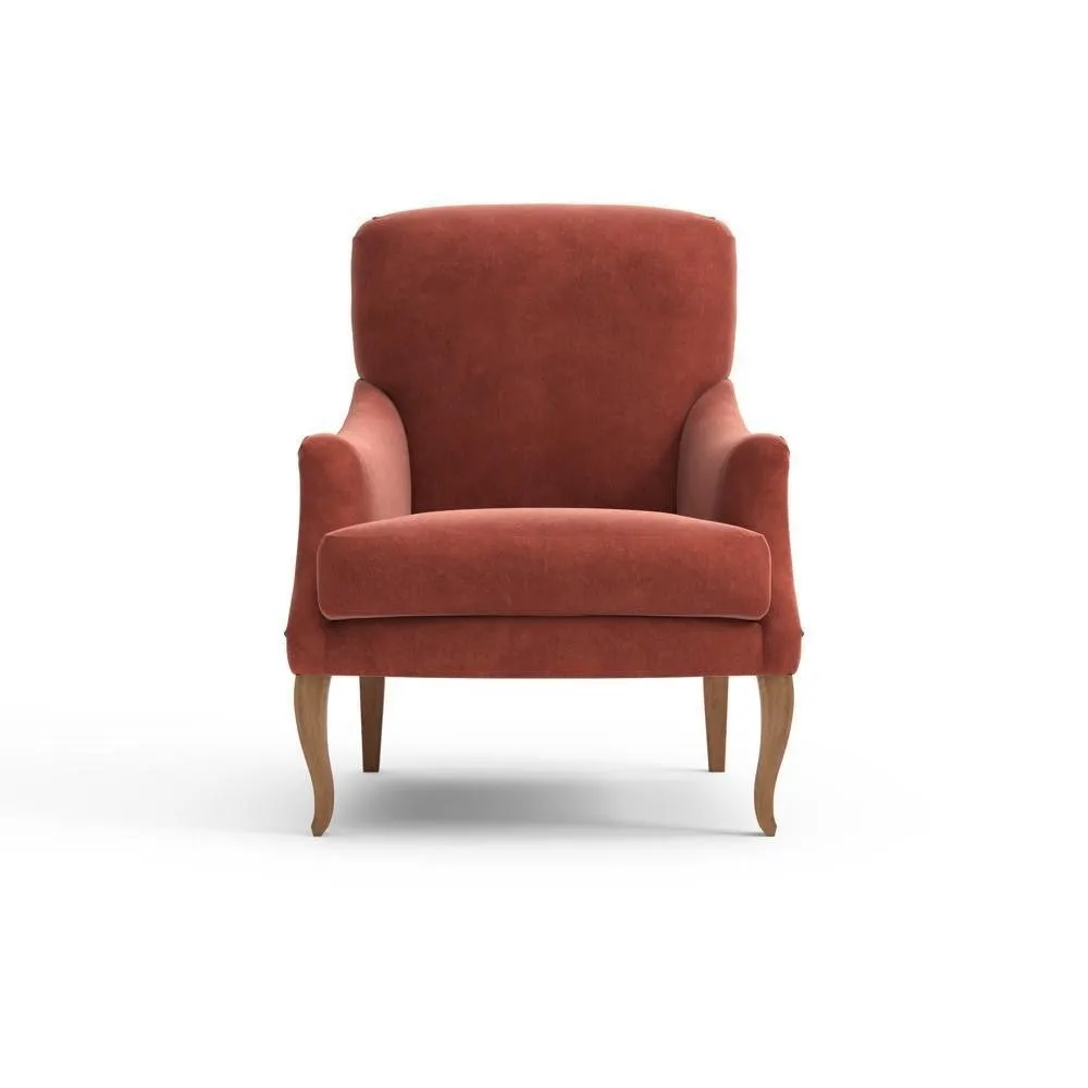 Plain Back Armchair - Brick, Velvet image
