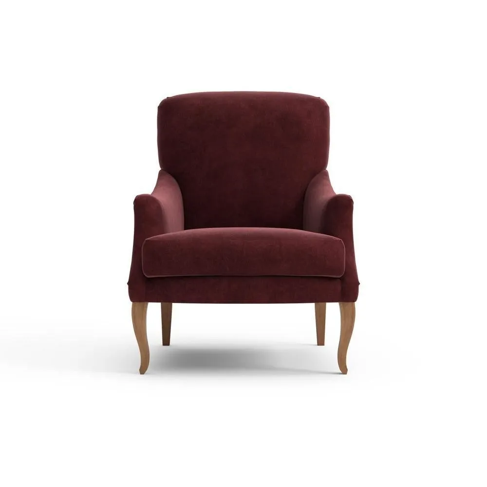 Plain Back Armchair - Dark Rosehip, Velvet
