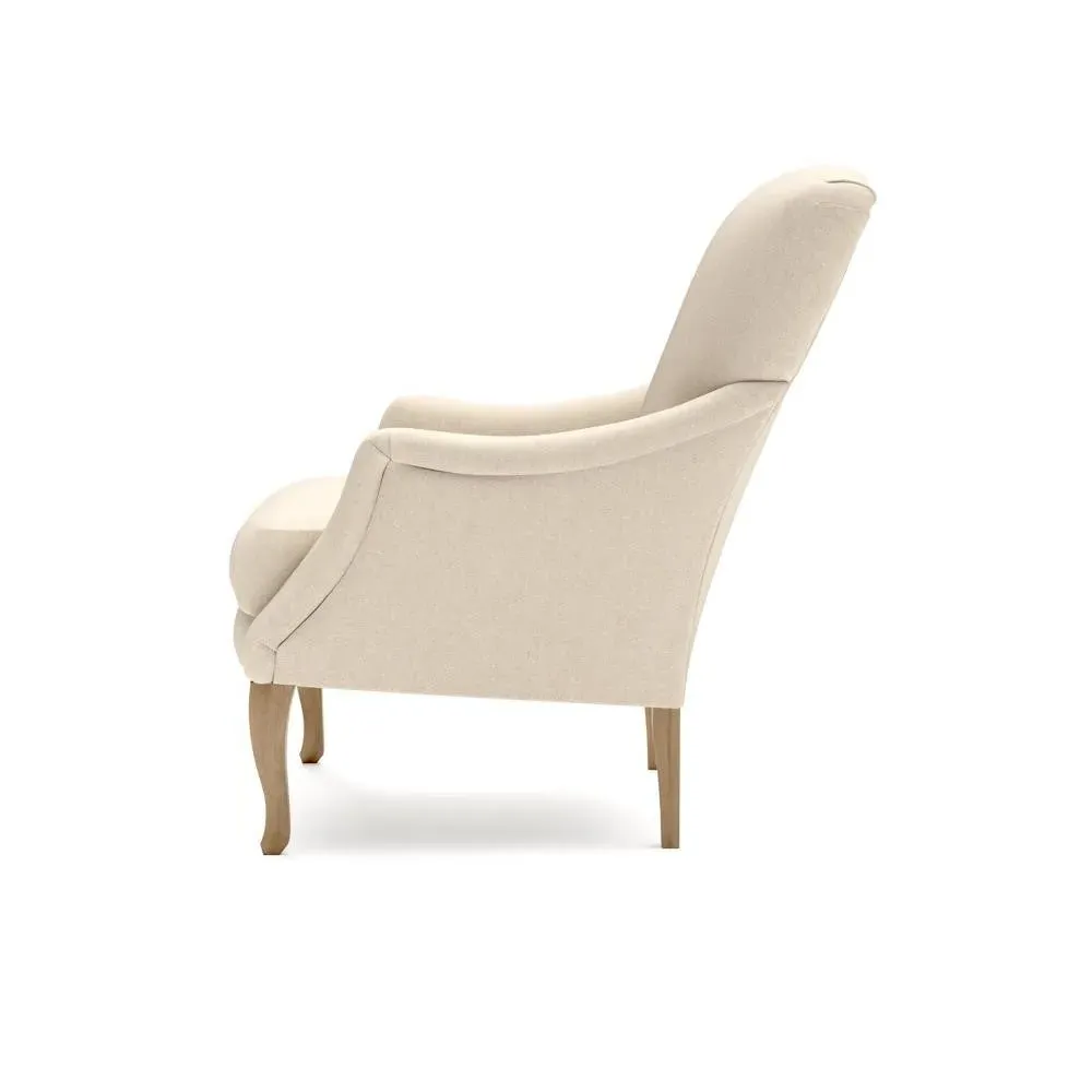 Plain Back Armchair - Lily White, House Linen Mix