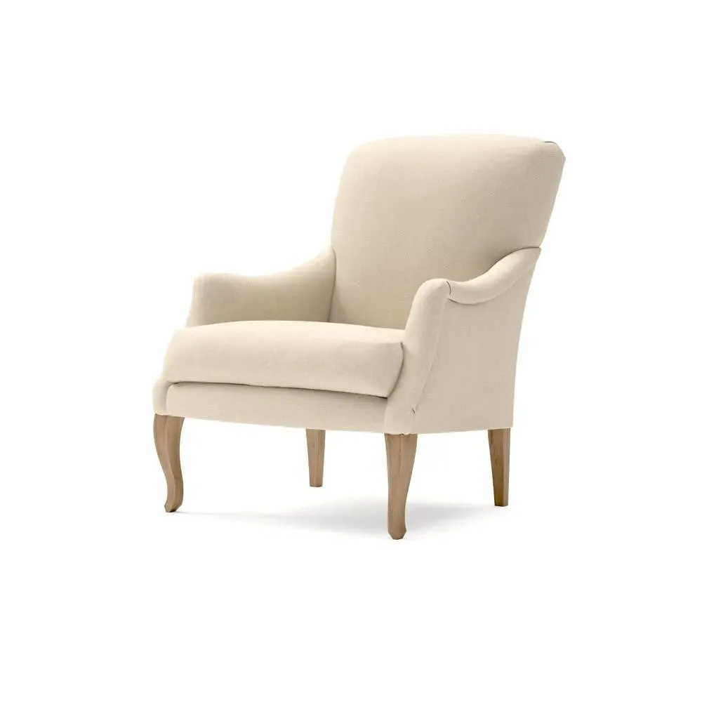 Plain Back Armchair - Lily White, House Linen Mix