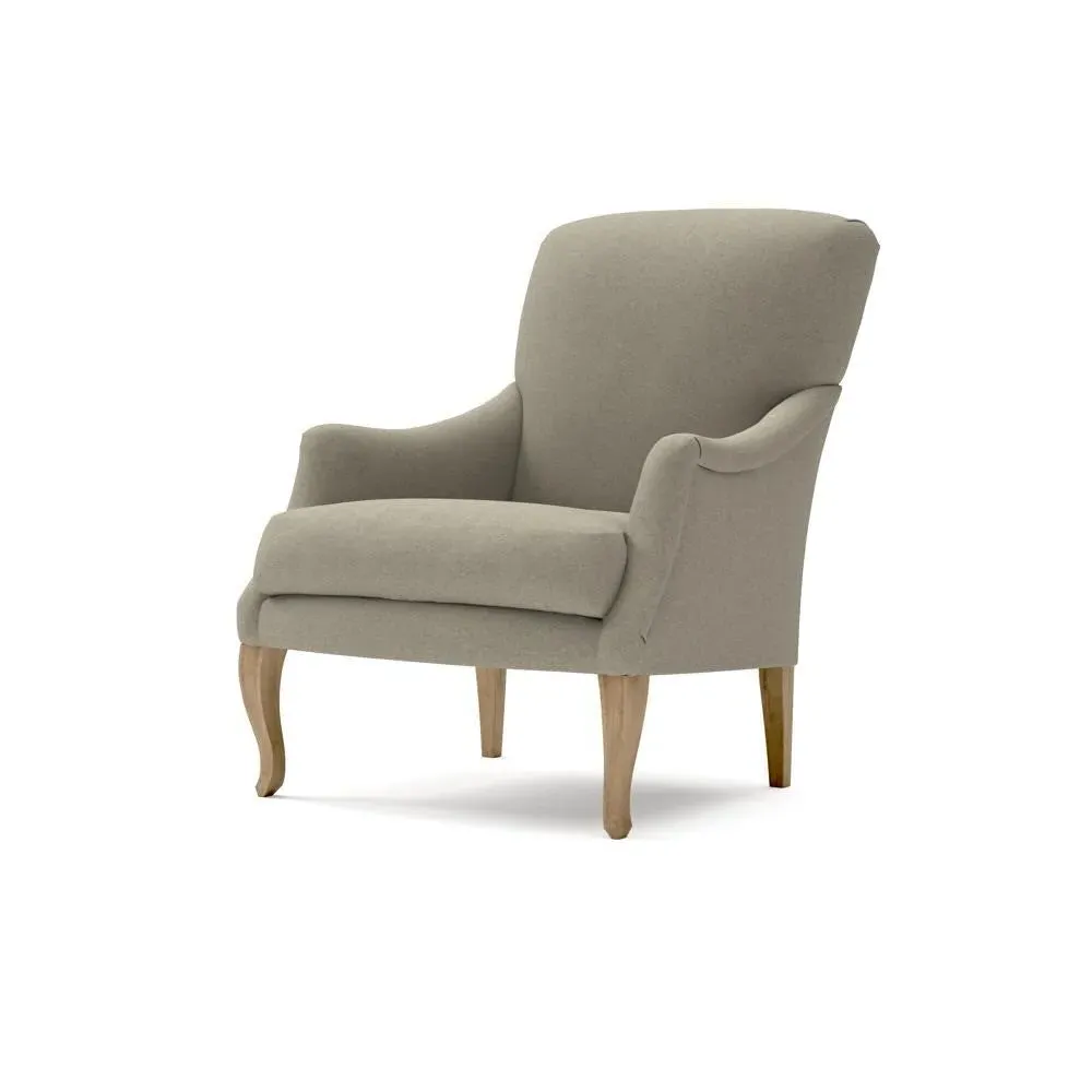 Plain Back Armchair - Mid Grey, House Linen Mix