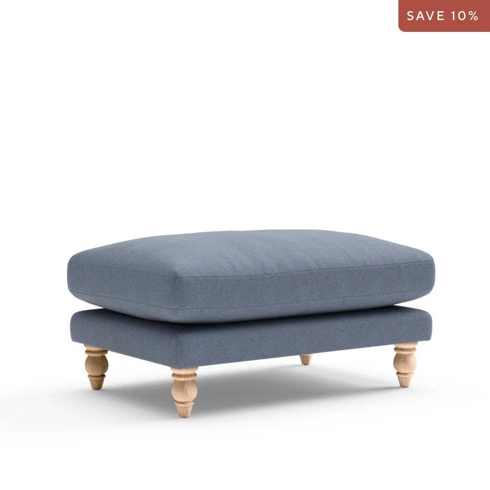 Emily Foot Stool - Indigo, House Linen Mix
