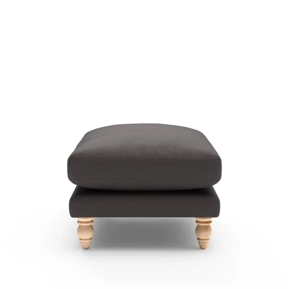 Foot Stool - Grey Brown, Chunky Cotton