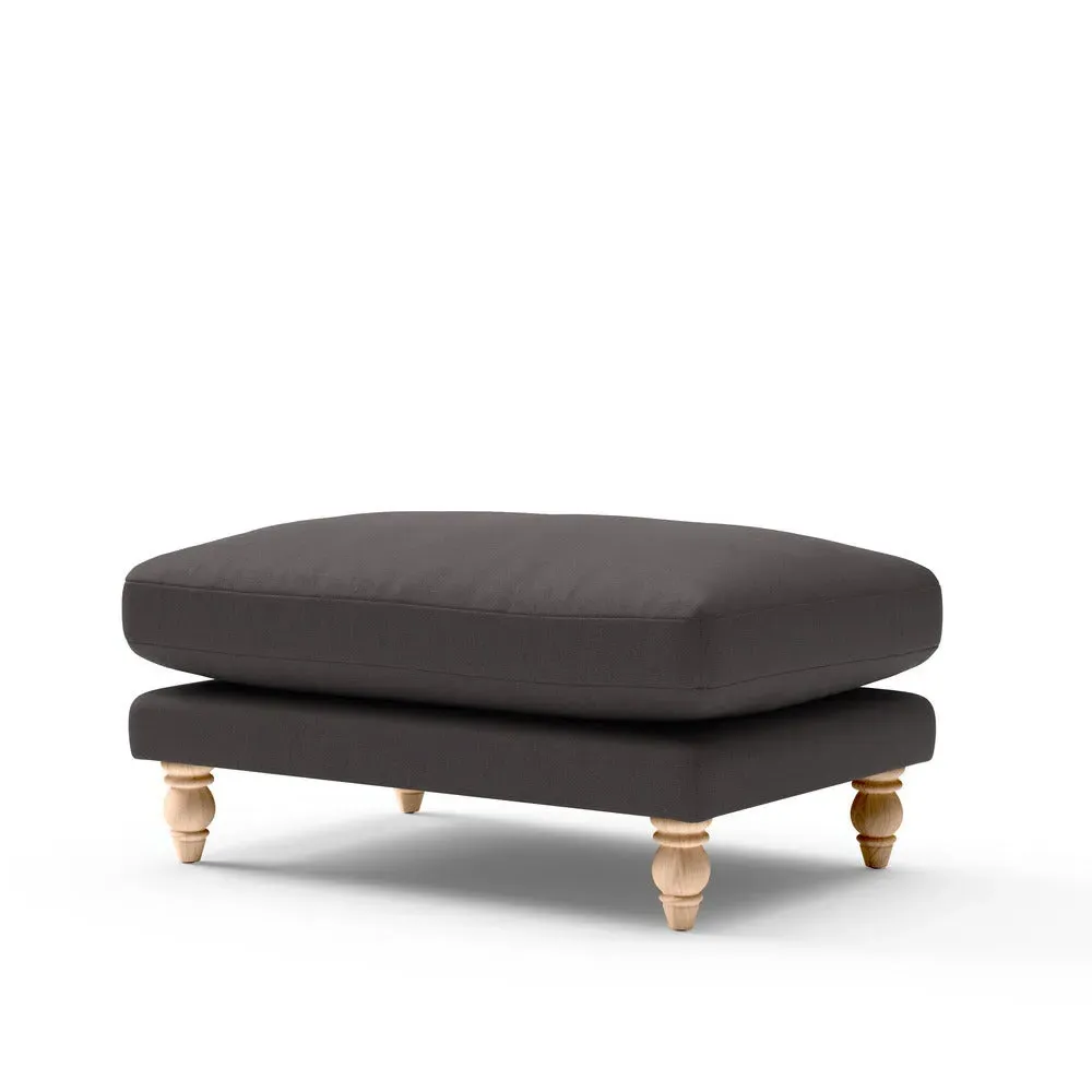 Foot Stool - Grey Brown, Chunky Cotton