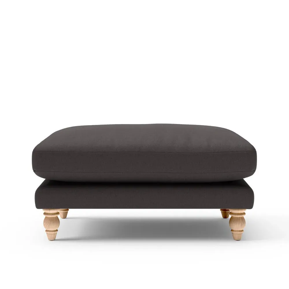 Foot Stool - Grey Brown, Chunky Cotton