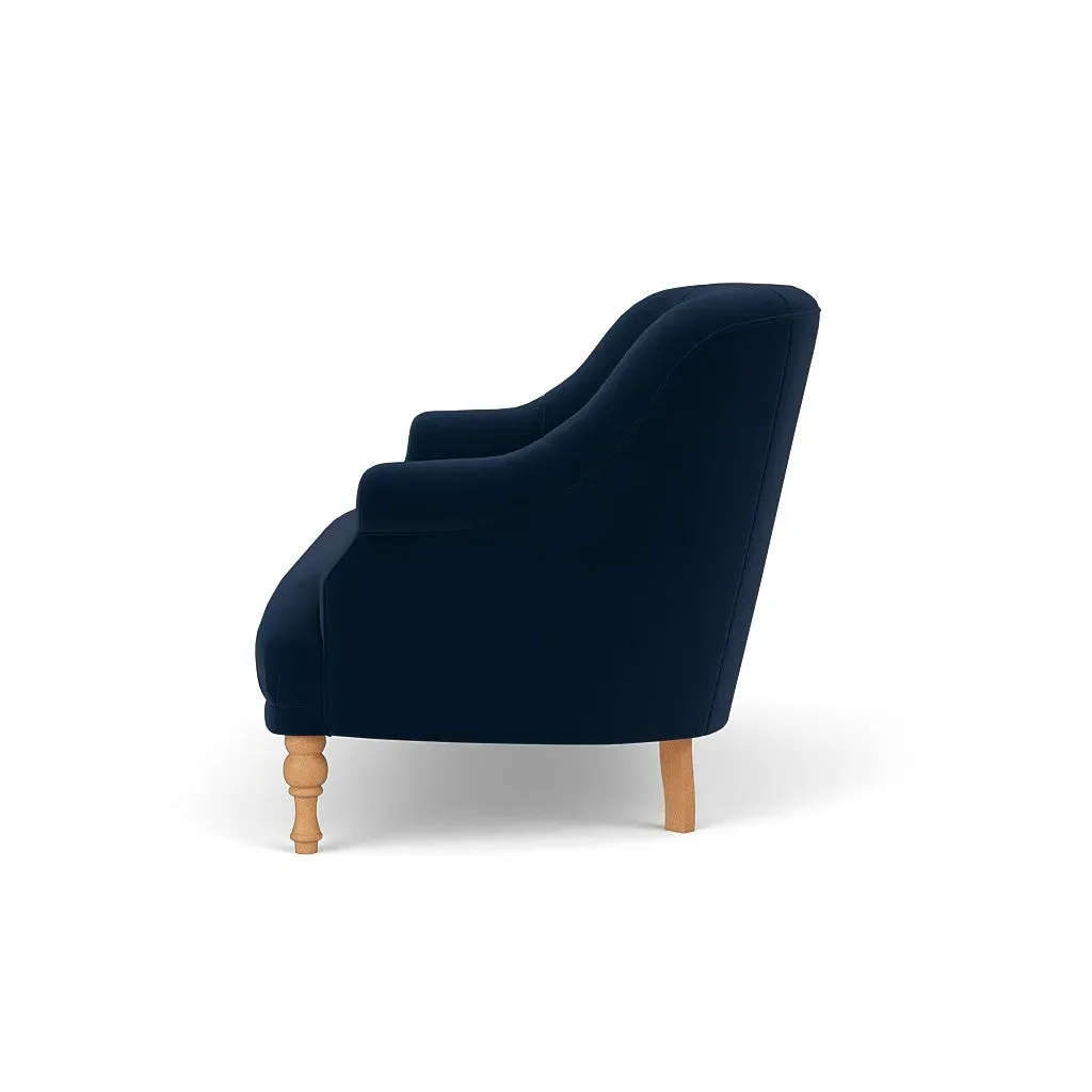 2-Seater Sofa - Deep Blue, Matt Velvet