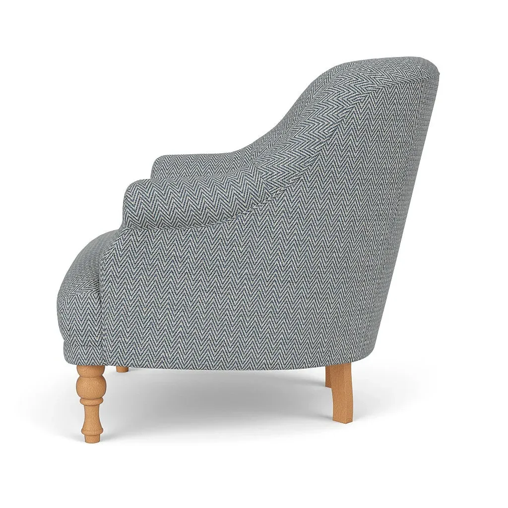 Armchair - Navy, Herringbone Weave