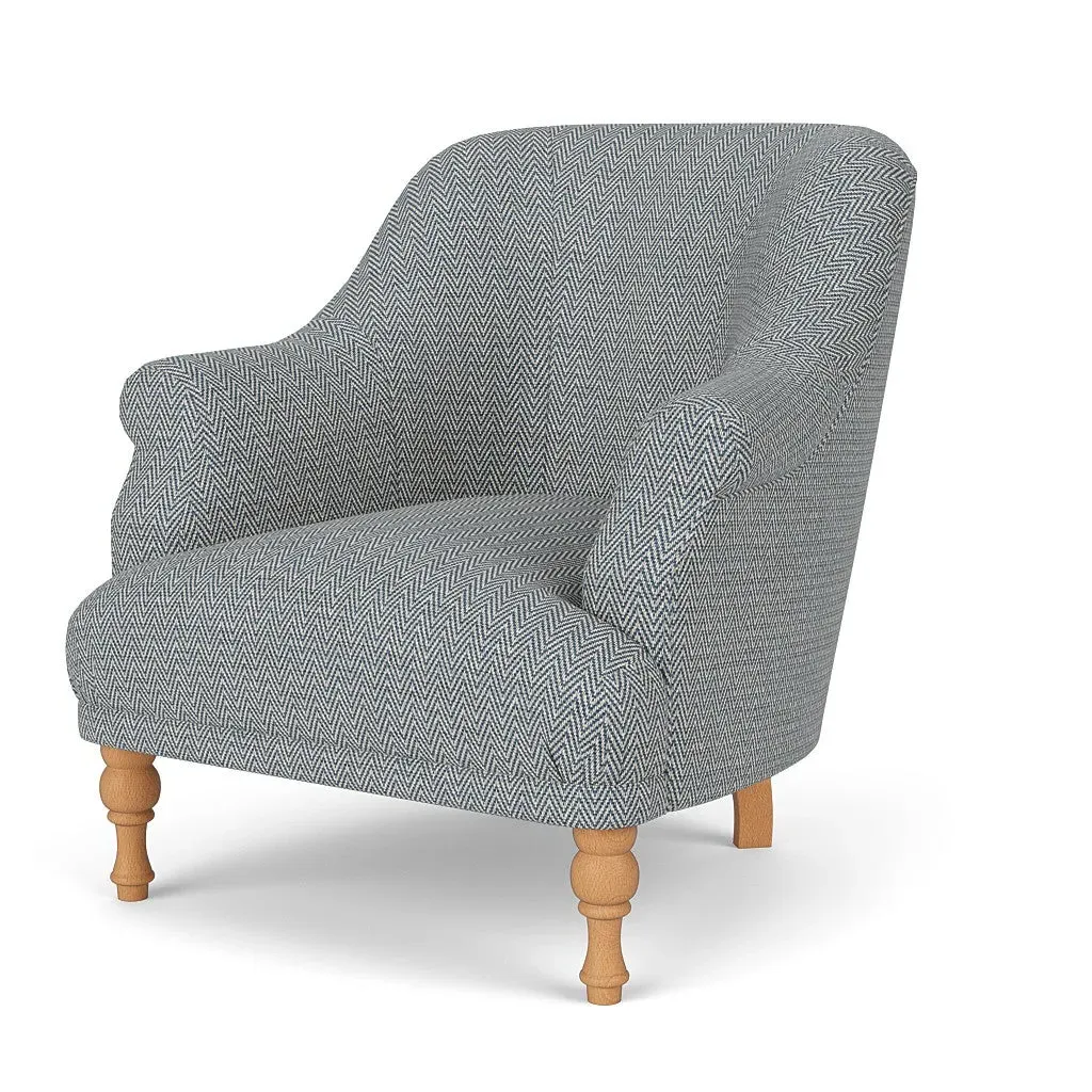 Armchair - Navy, Herringbone Weave