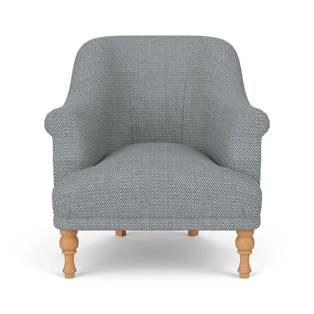 Armchair - Navy, Herringbone Weave