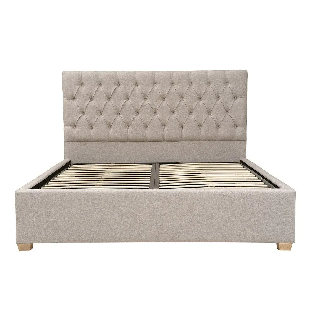 Evesham King Size Ottoman Bed with Storage - Natural, Tweed