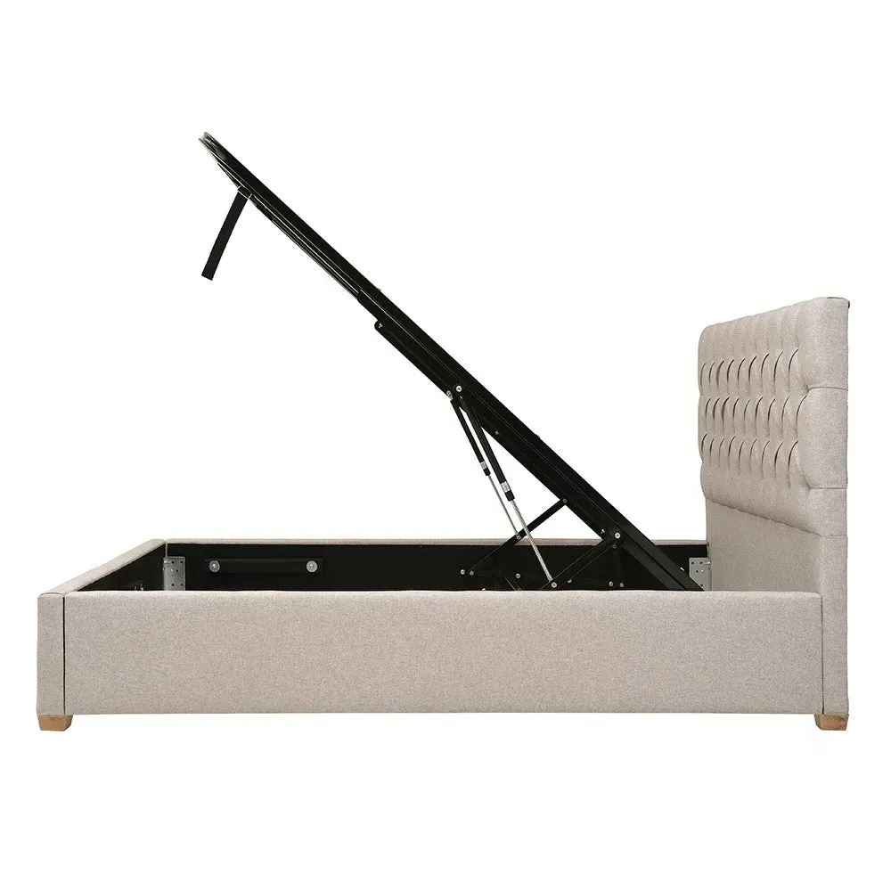 Superking Ottoman Bed with Storage - Natural, Tweed