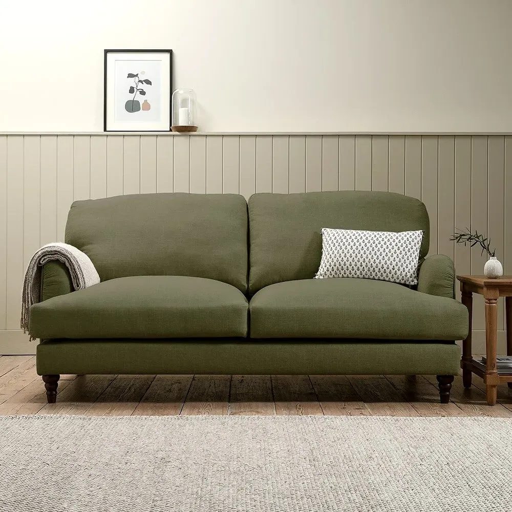 Burton 3-Seater Sofa - Forest Green, House Linen Mix