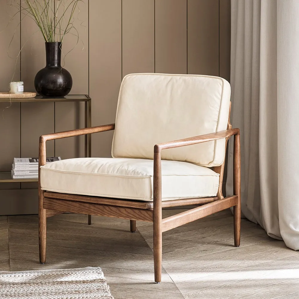 Oliver Armchair - Ivory, Leather