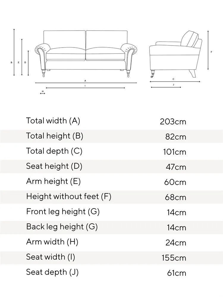 Osbourne 3-Seater Sofa - Natural, House Linen Mix