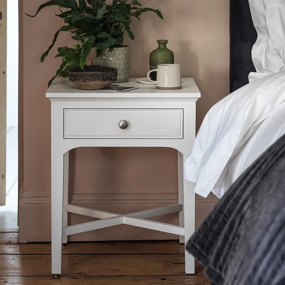 Fairford 1 Drawer Bedside Table - Soft White