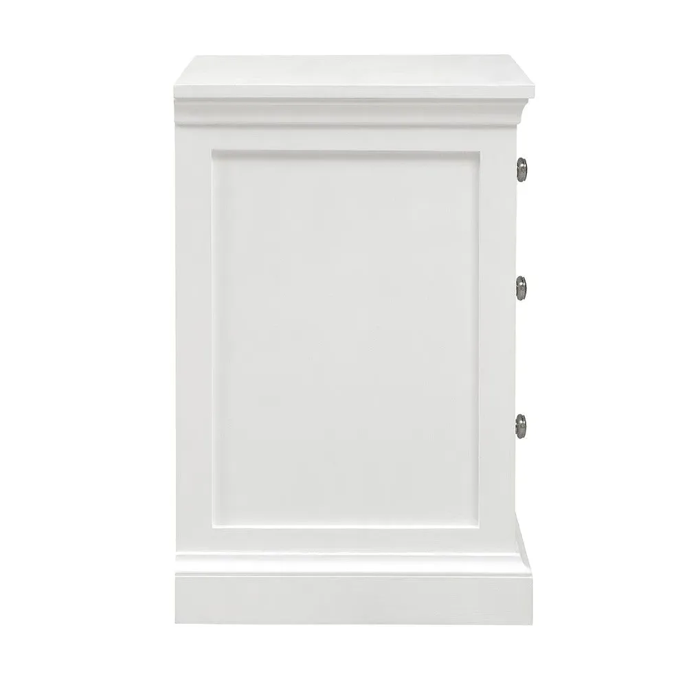 Fairford 3 Drawer Bedside Table - Soft White