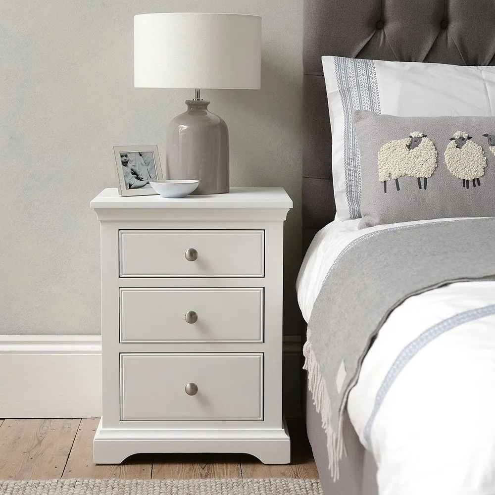 Fairford 3 Drawer Bedside Table - Soft White