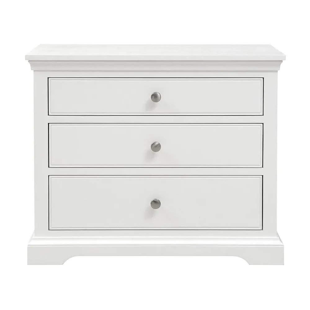Fairford Large 3 Drawer Bedside Table - Soft White