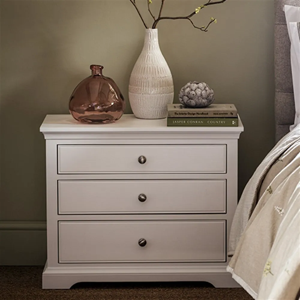 Fairford Large 3 Drawer Bedside Table - Soft White