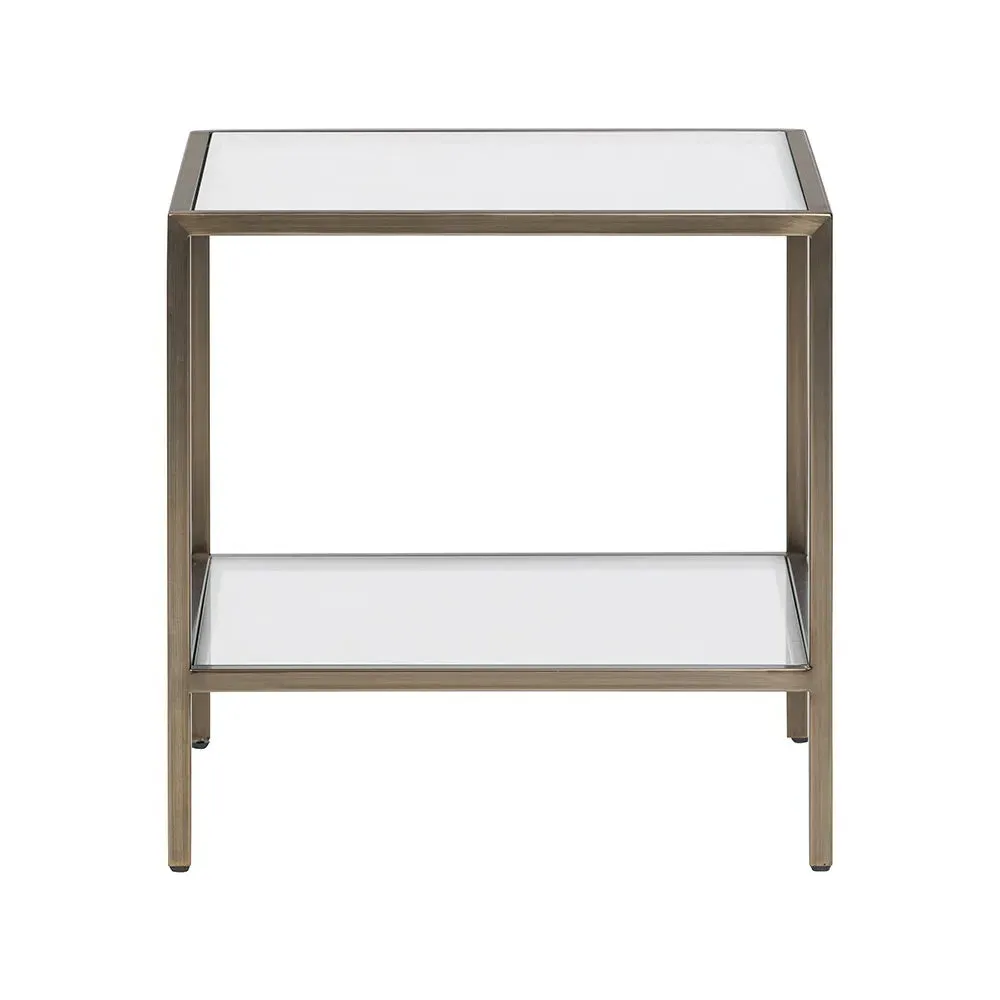 Foxcote Side Table with Shelf - Brushed Bronze, Glass image