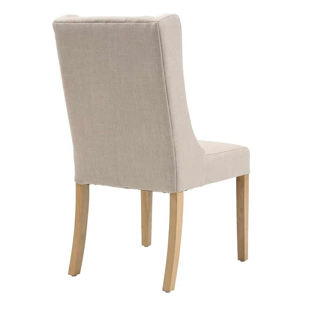 Stone Linen Winged Buttoned Chair - Grey
