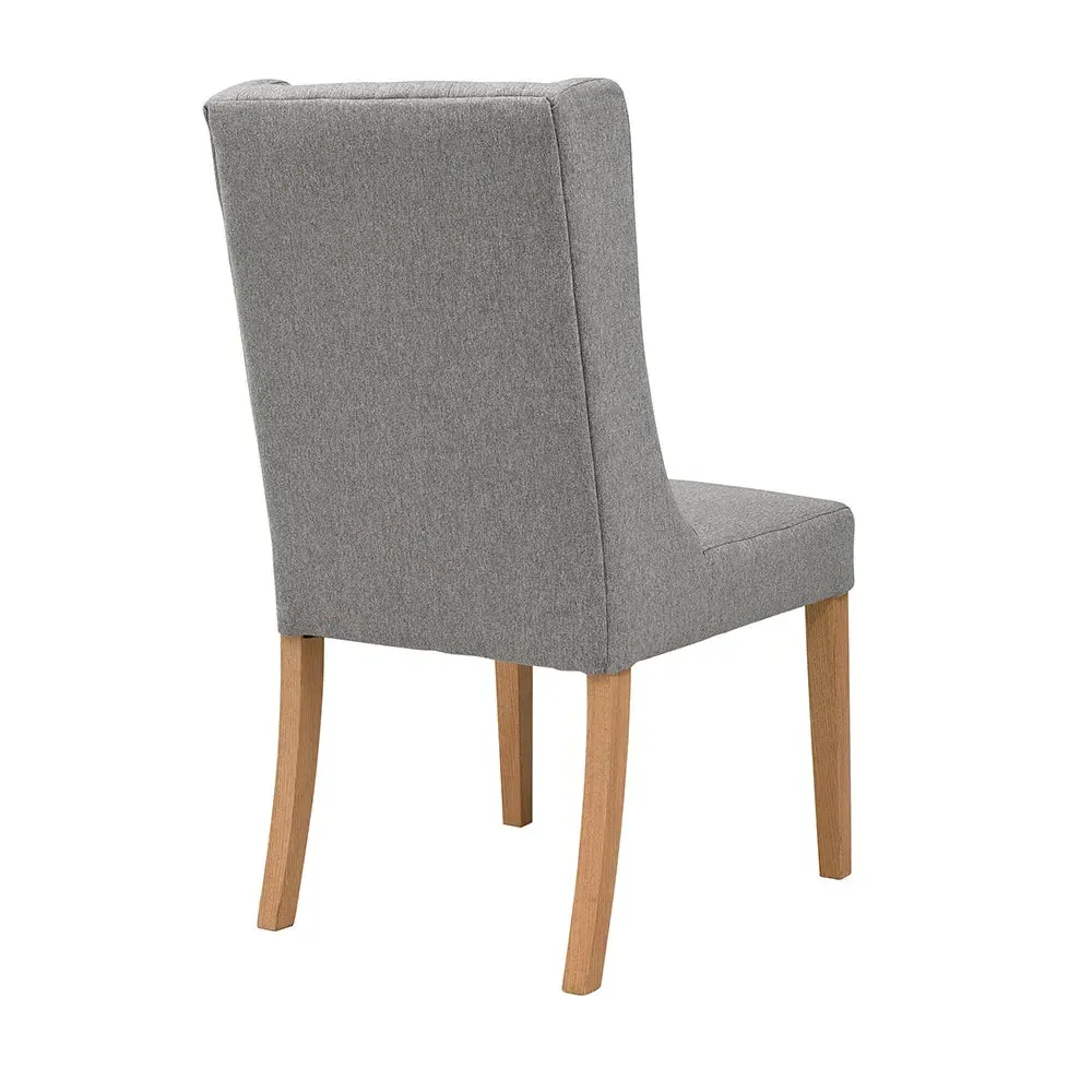Wing Buttoned Dining Chair - Grey