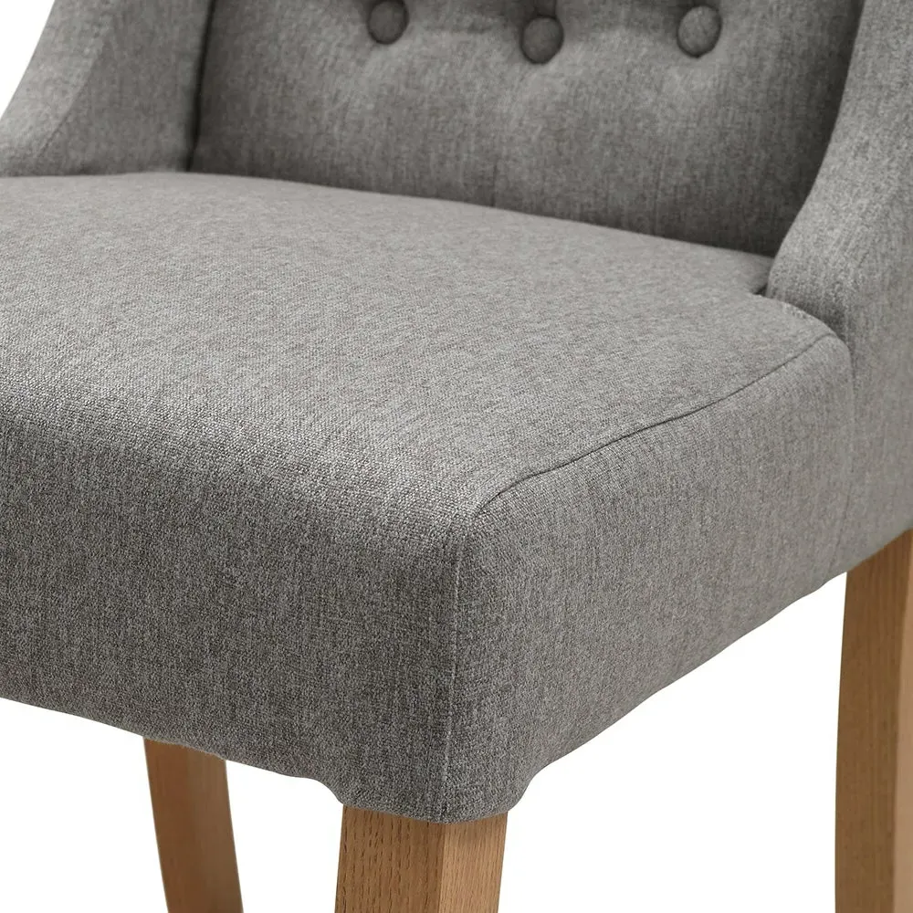 Wing Buttoned Dining Chair - Grey