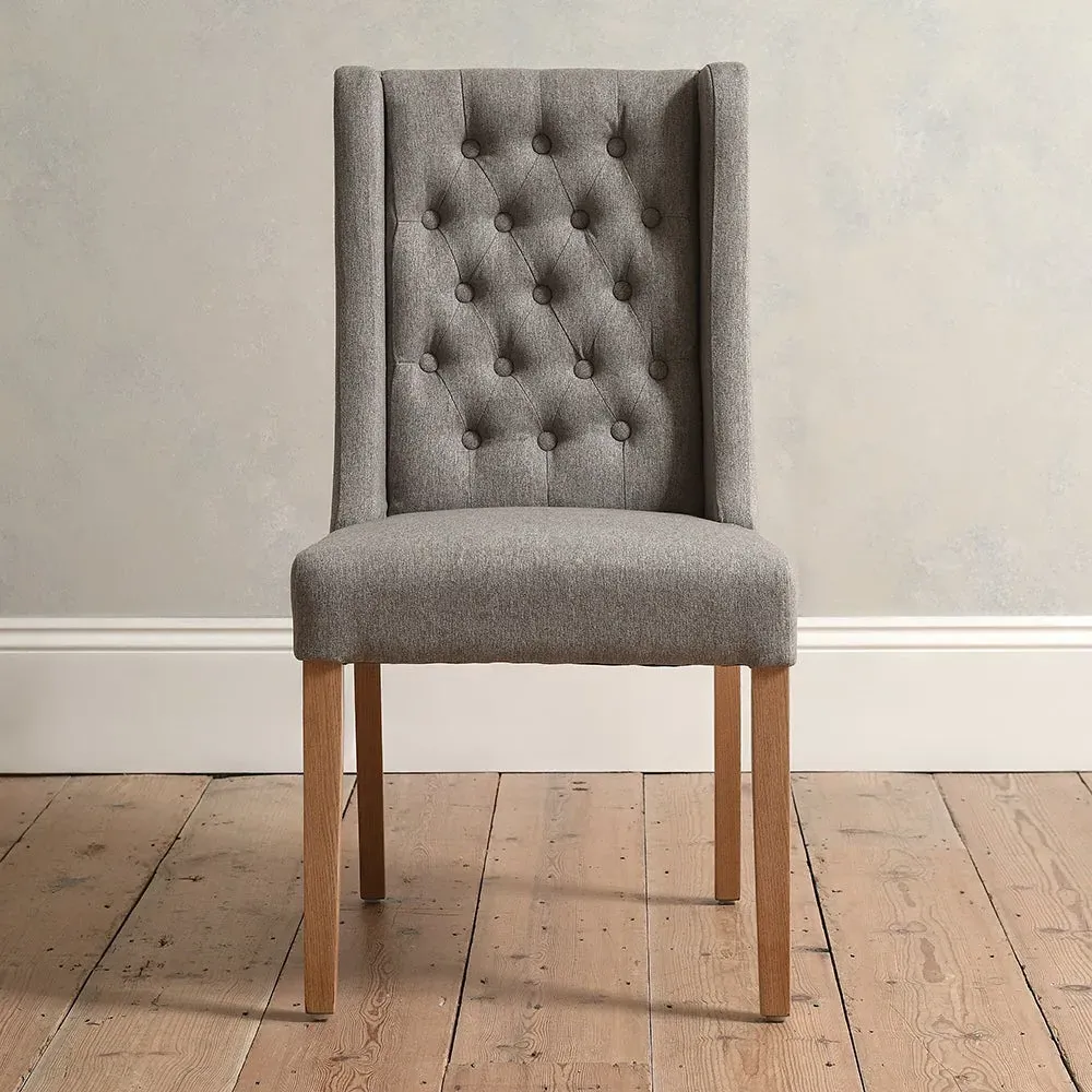 Wing Buttoned Dining Chair - Grey image