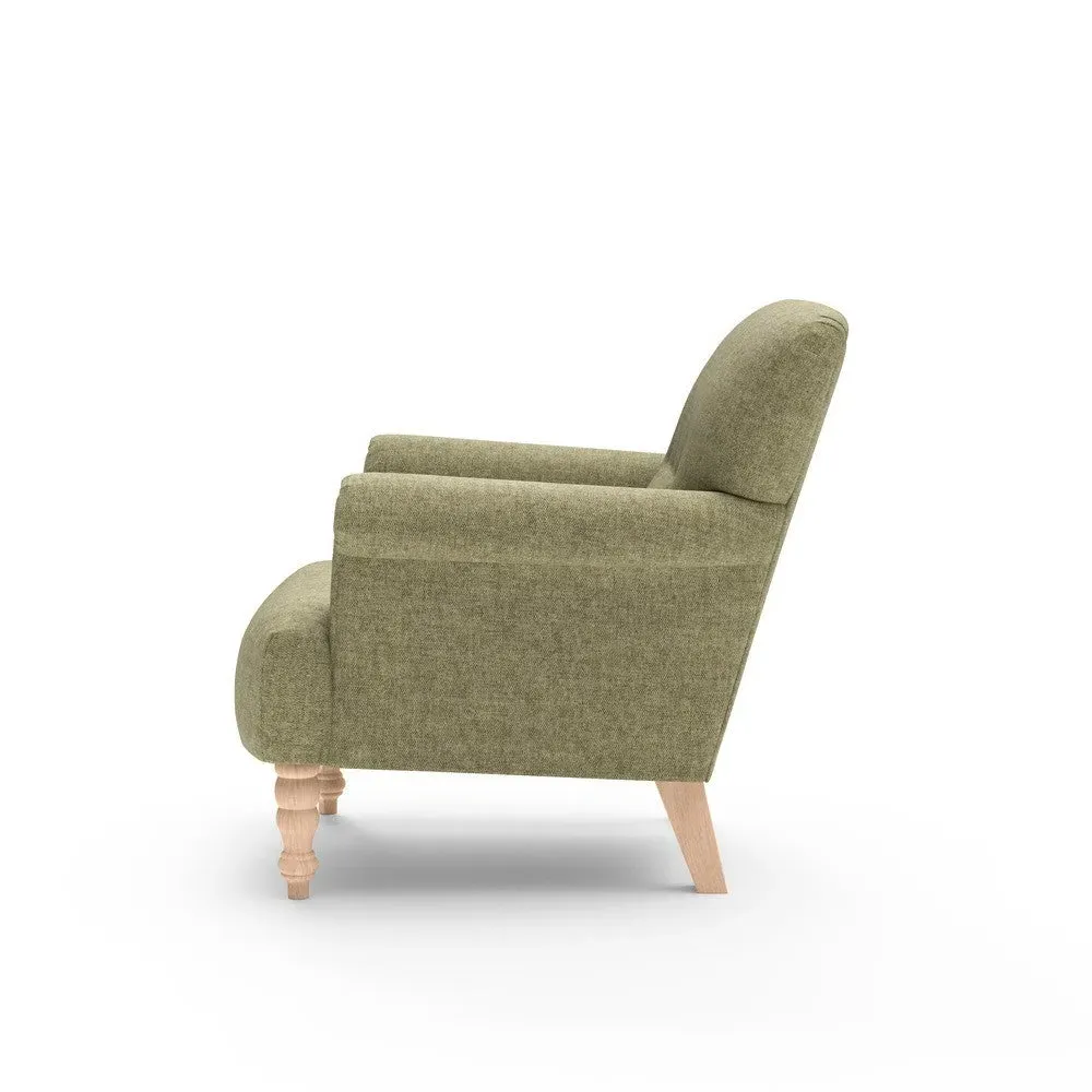 Harriet Scroll Arm Armchair - Sage, Aquaclean Oxford