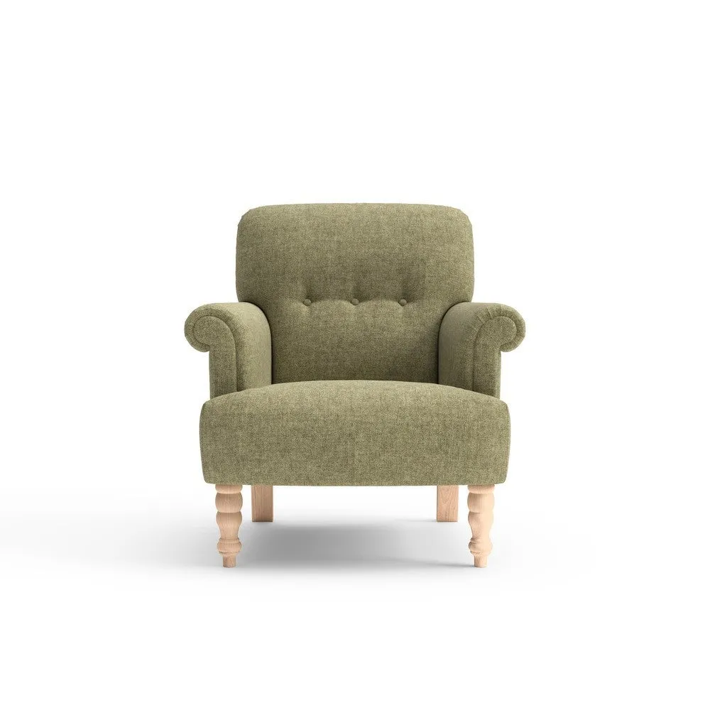 Harriet Scroll Arm Armchair - Sage, Aquaclean Oxford image