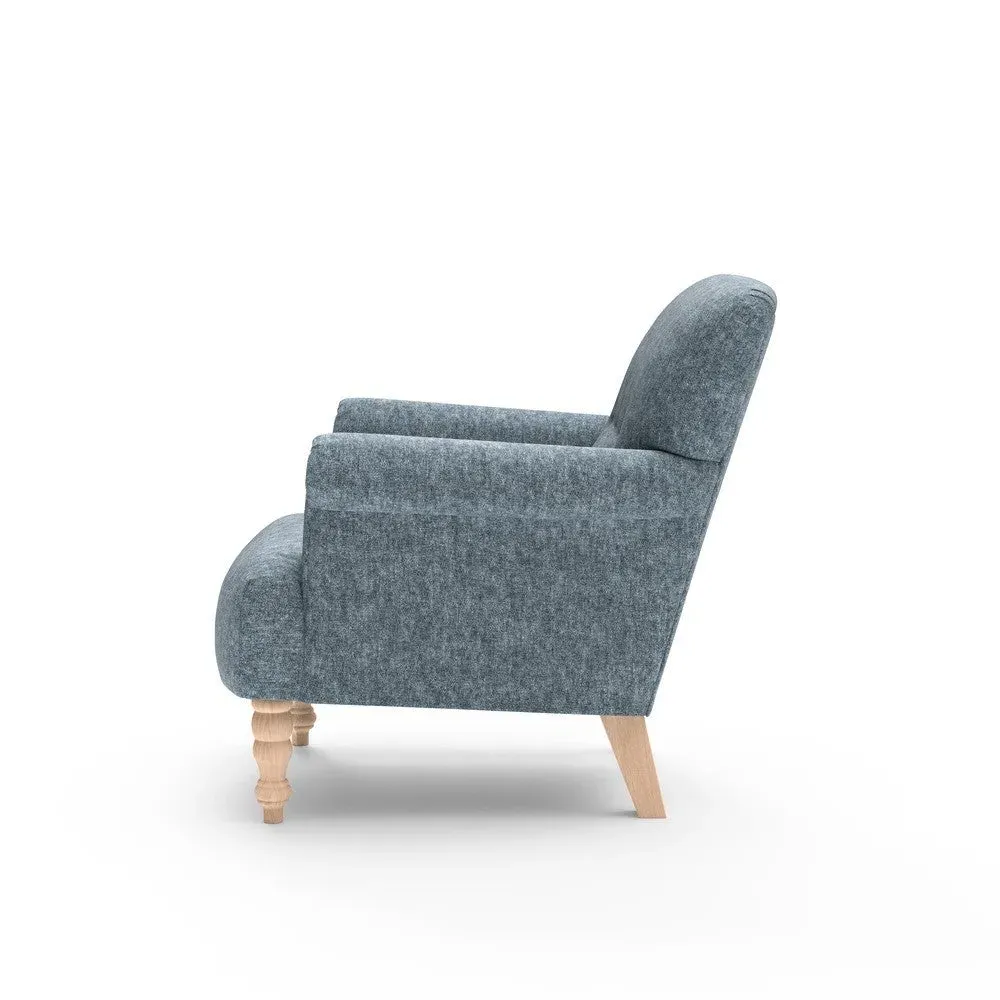 Occasional Upholstery Scroll Arm Armchair - Mid Blue