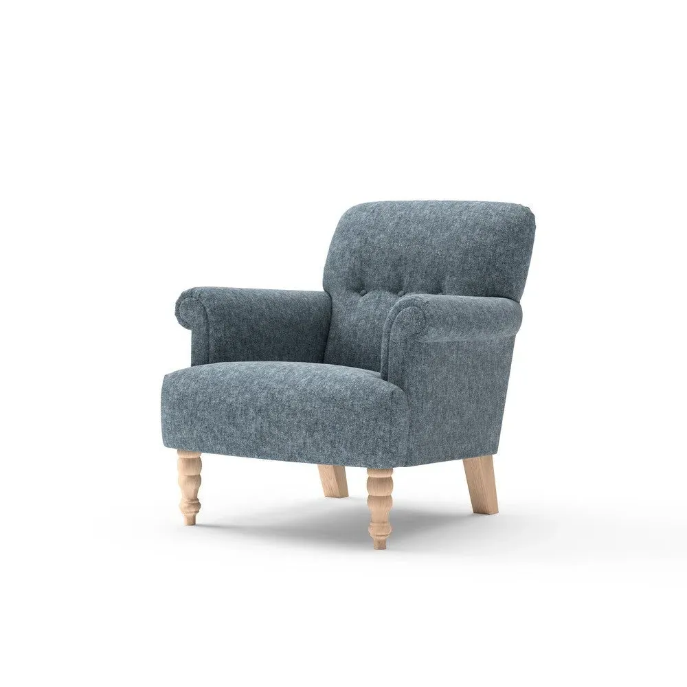 Occasional Upholstery Scroll Arm Armchair - Mid Blue