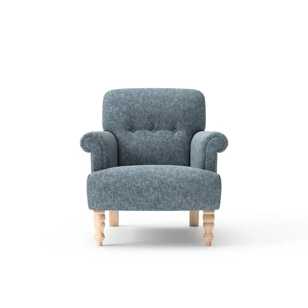 Occasional Upholstery Scroll Arm Armchair - Mid Blue