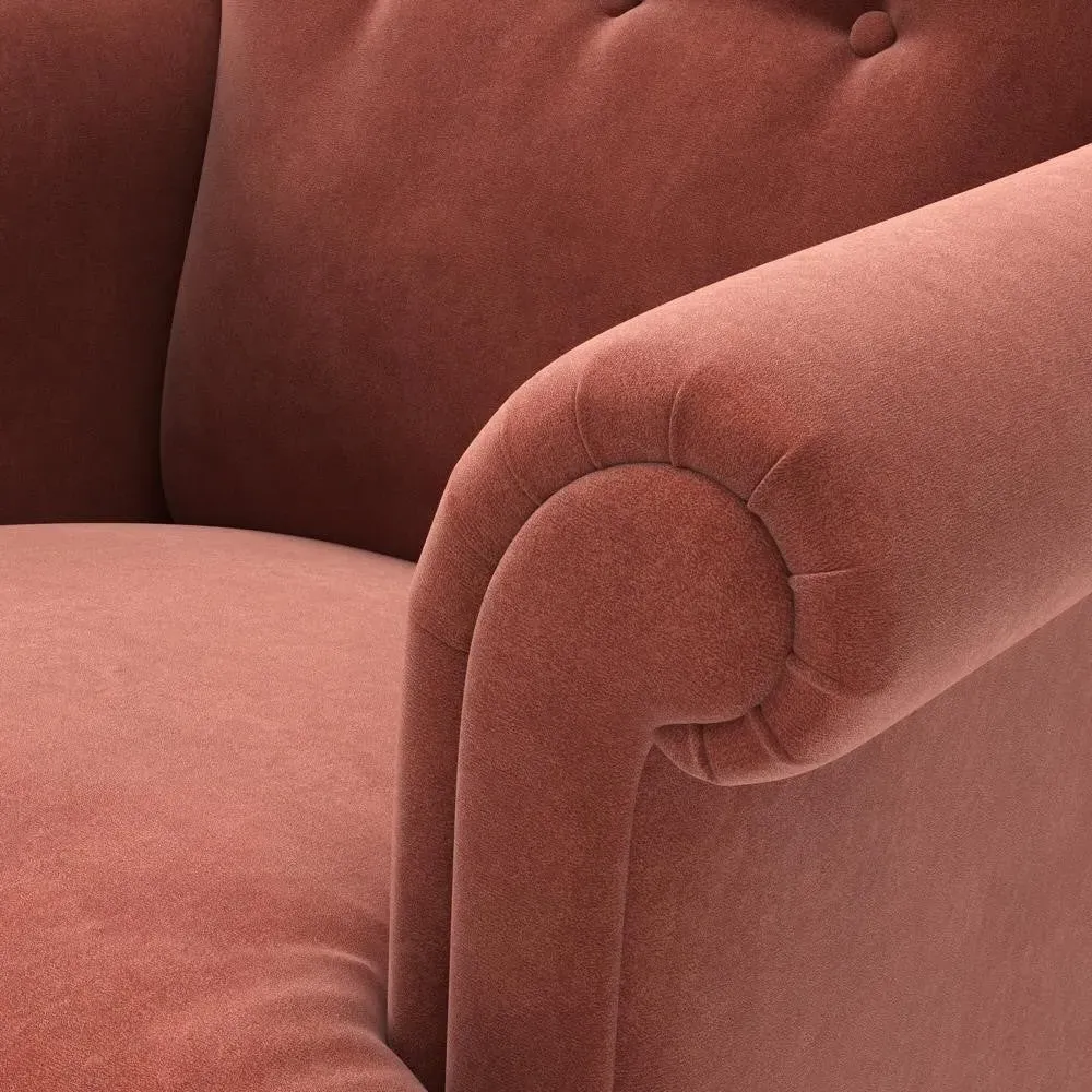 Scroll Arm Armchair - Brick, Matt Velvet