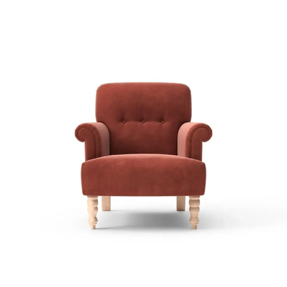 Scroll Arm Armchair - Brick, Matt Velvet image