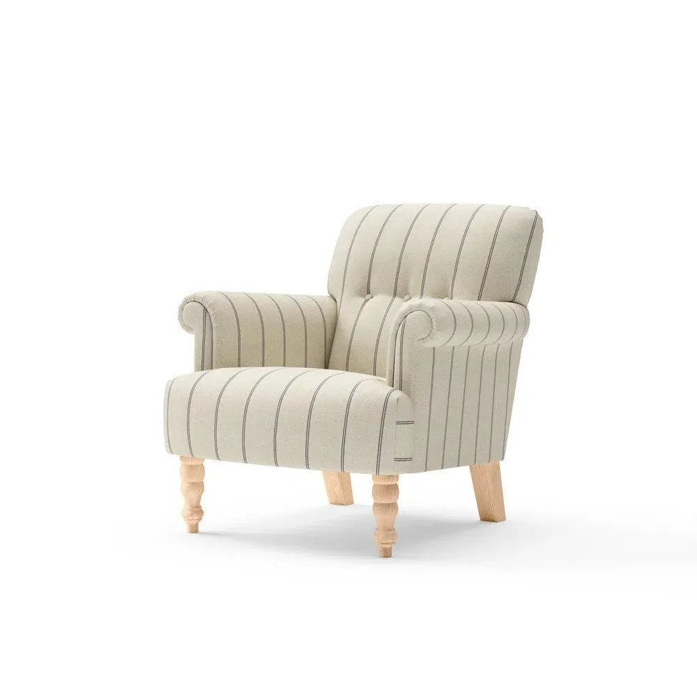 Scroll Arm Armchair - Dark Grey, Compton Stripe