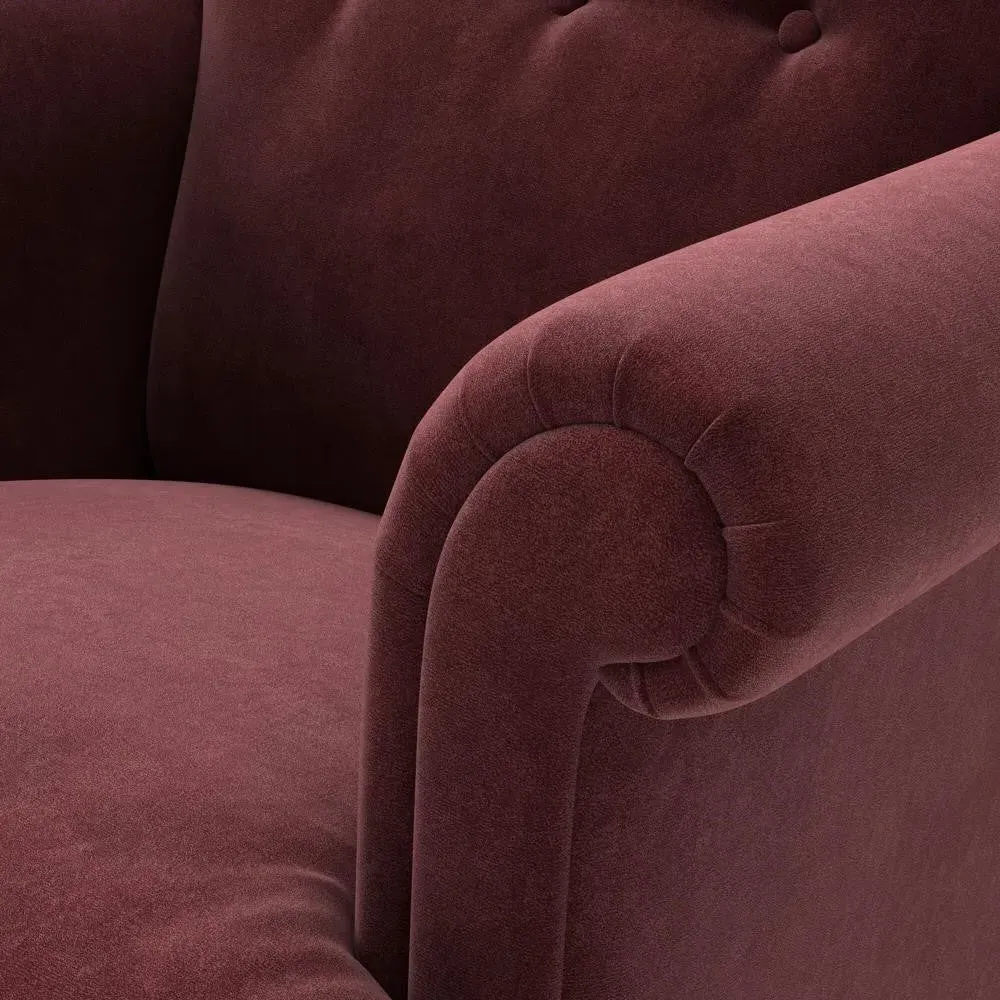 Scroll Arm Armchair - Dark Rosehip, Matt Velvet